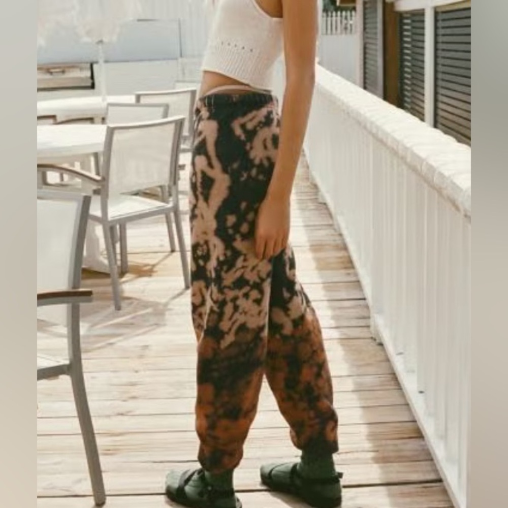 Source Unknown Black and Brown Tie-Dye Joggers